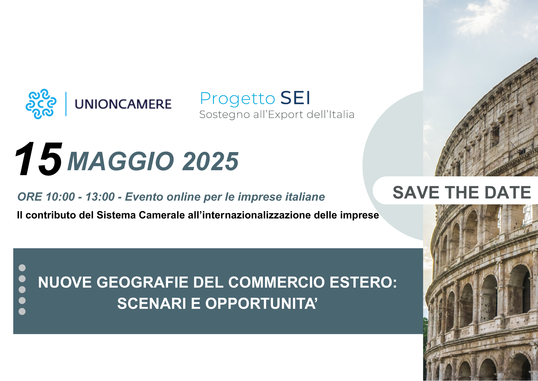 EVENTO ONLINE – NUOVE GEOGRAFIE DEL COMMERCIO ESTERO: SCENARI E OPPORTUNITA’